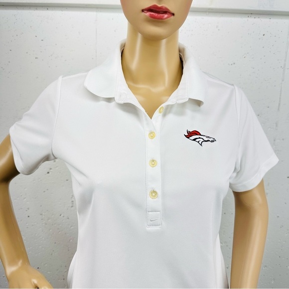 Nike Golf Women’s Small Tour Performance Dri-Fit Denver Broncos White Polo Shirt - Picture 2 of 13
